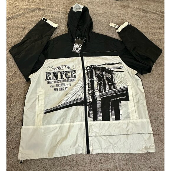 Enyce Jacket Men’s Windbreaker Y2K Zip Up White Black Skater Bridge 4X New - Picture 5 of 14